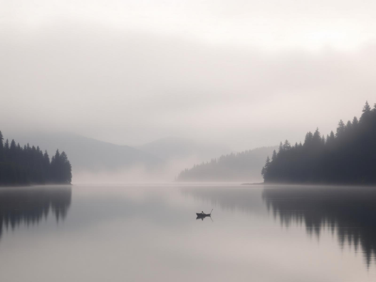 Misty lake at dawn